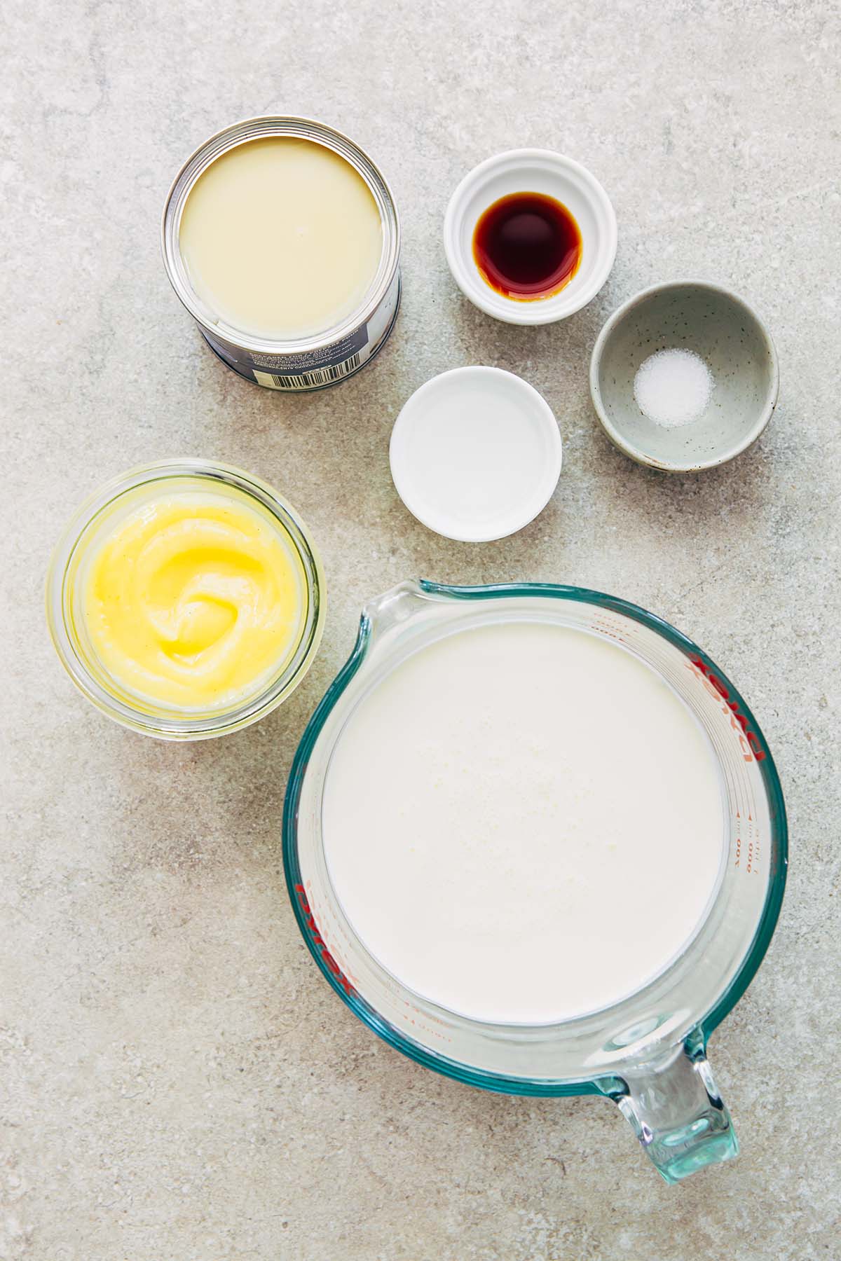 Ingredients to make lemon curd ice cream.