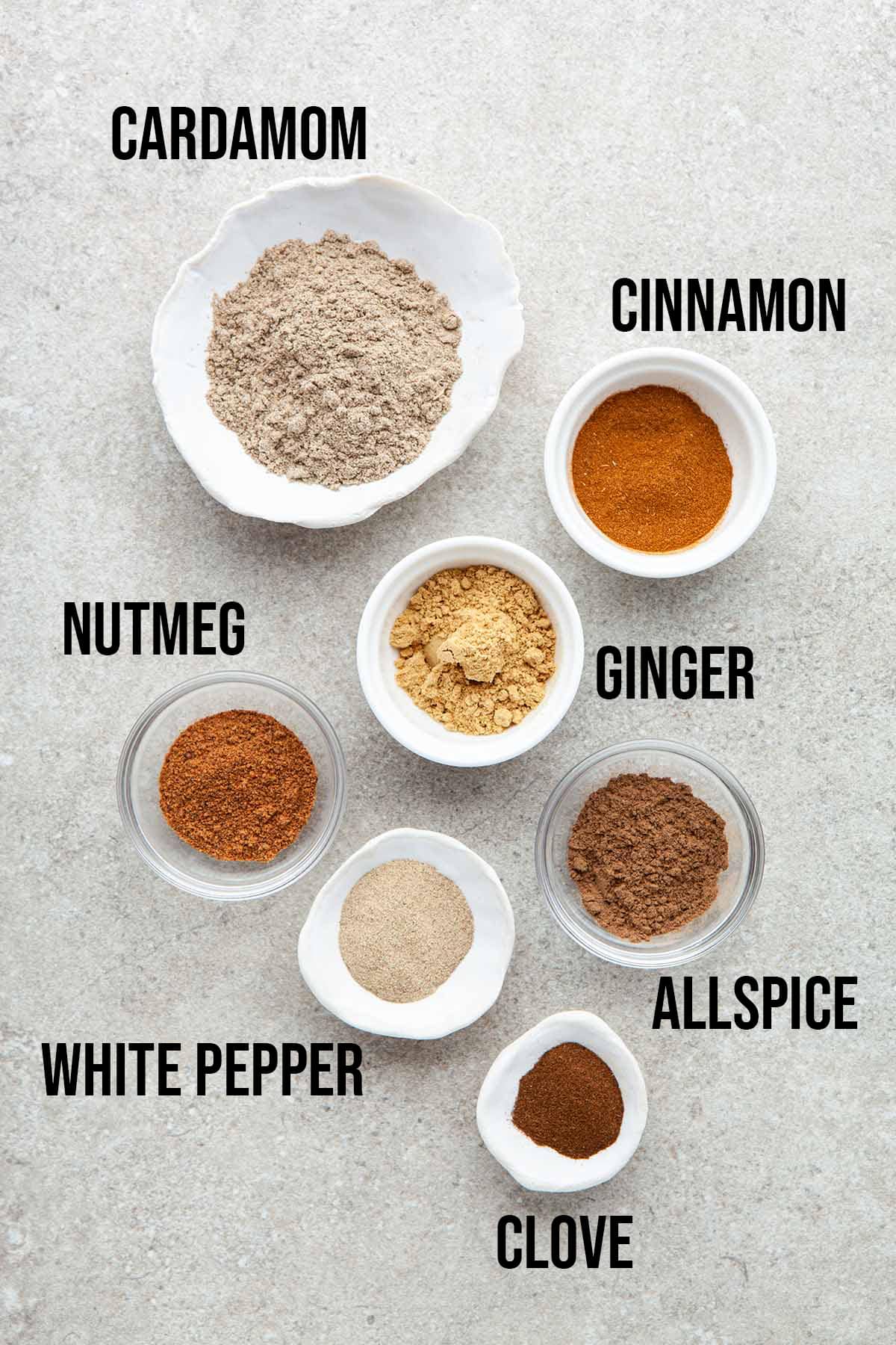 Ingredients to make homemade chai spice mix.