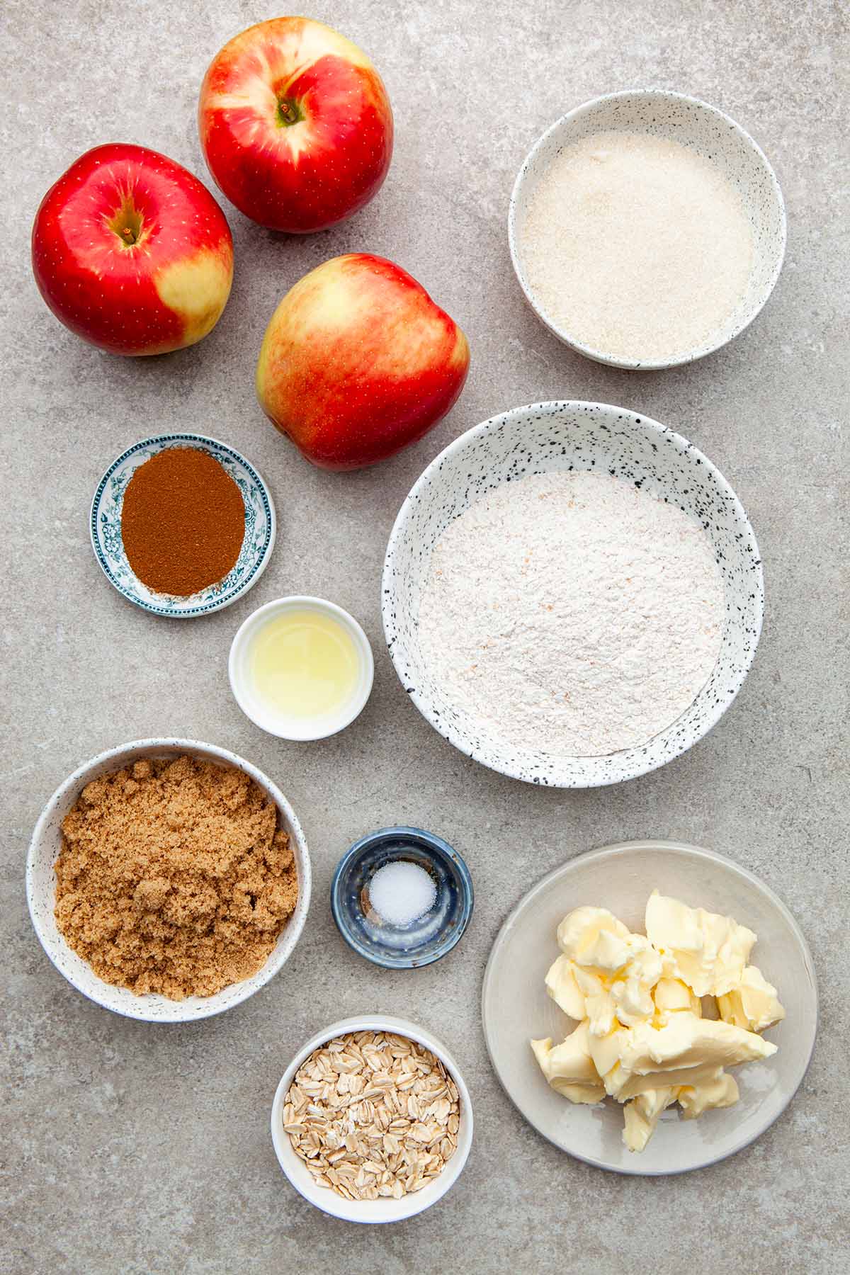 Ingredients to make Dutch oven apple crisp.