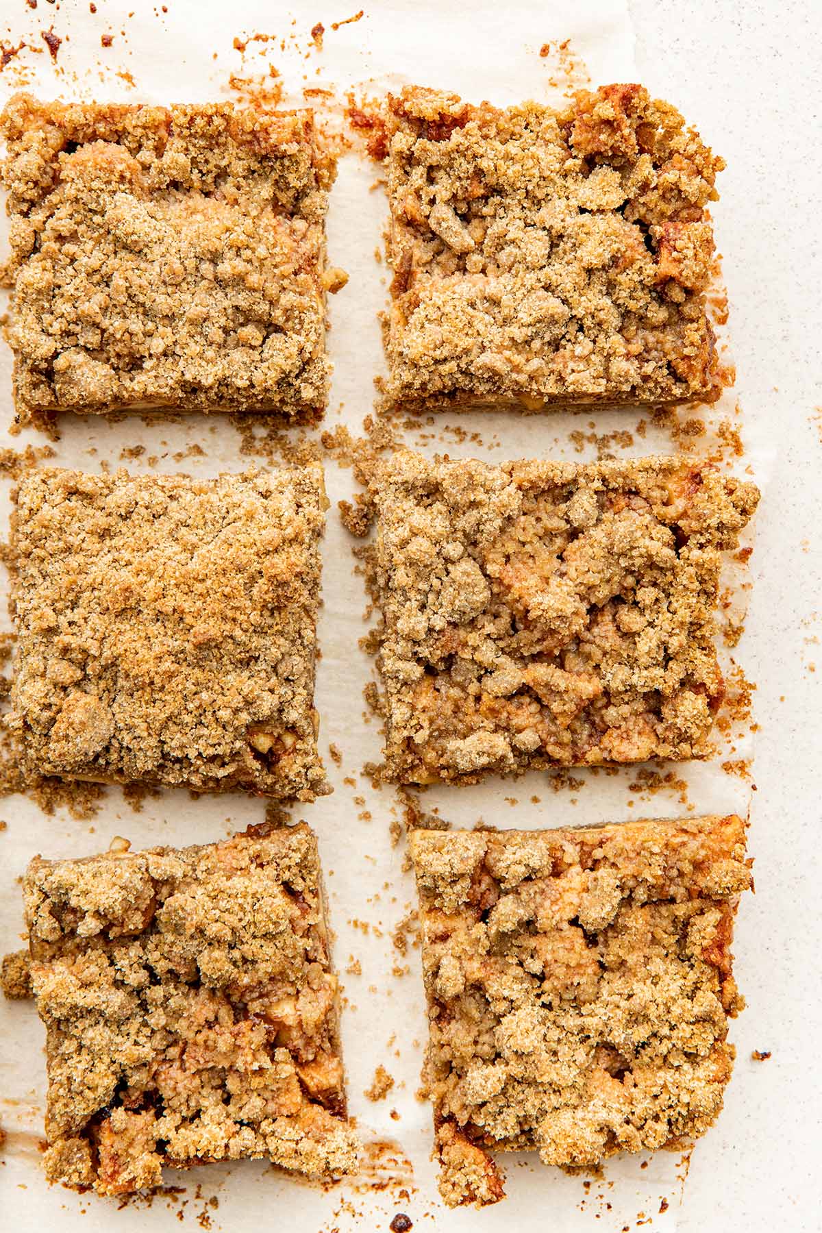 Close up overhead of crumble bars.