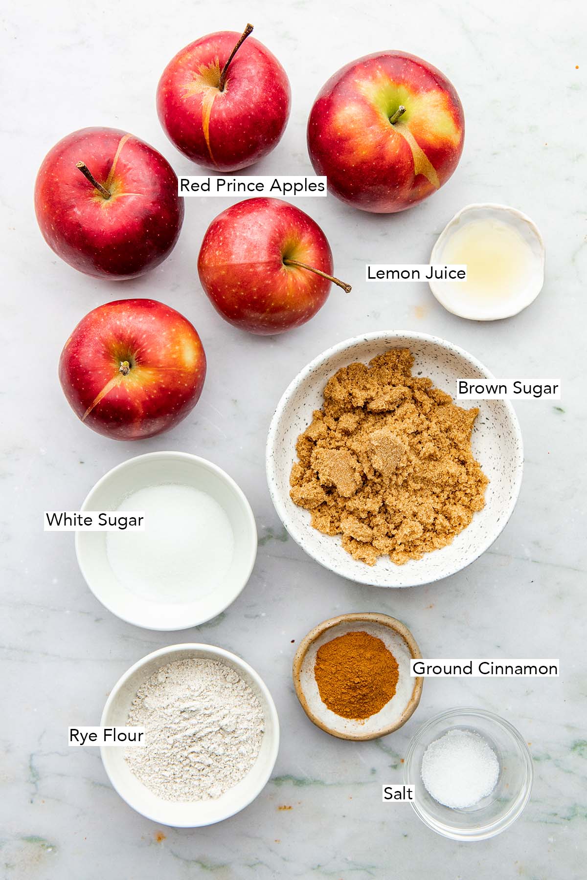 Ingredients to make the apple filling for this recipe.
