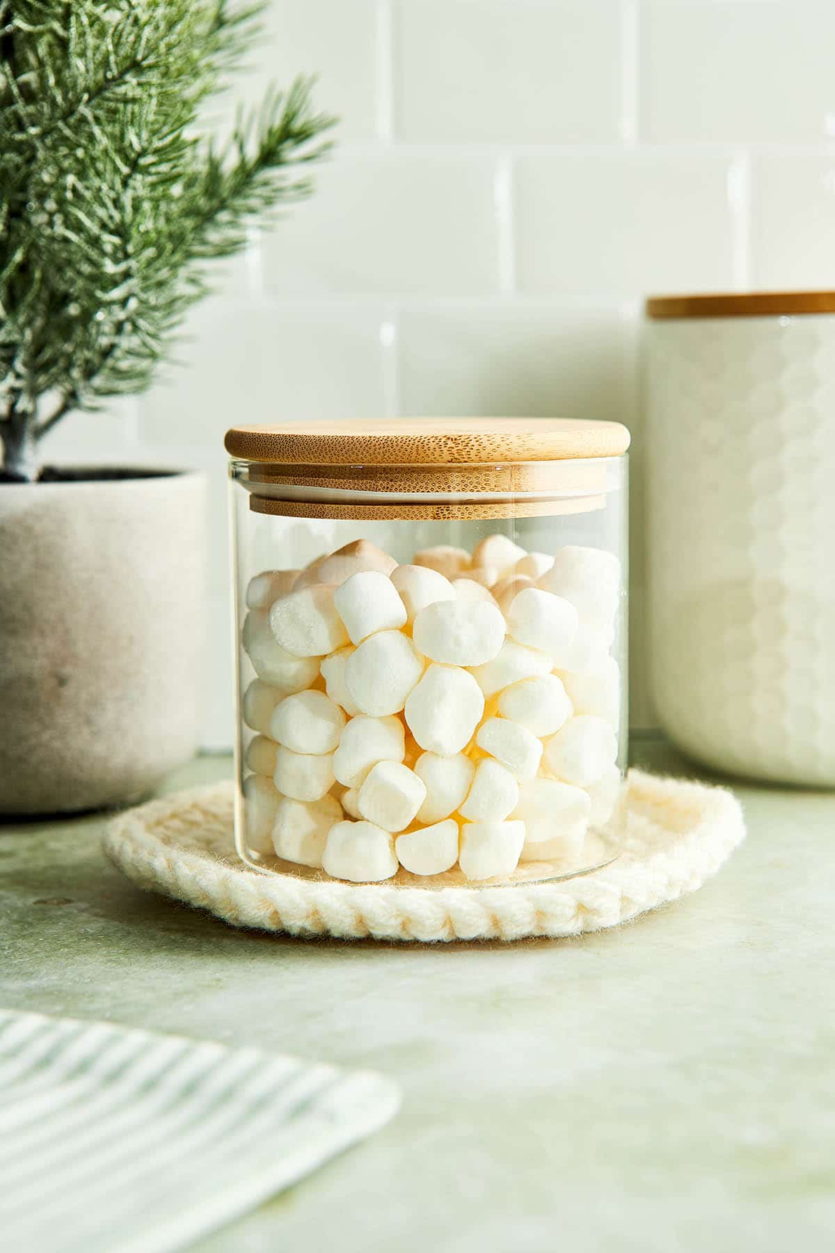 A jar of dehydrated marshmallows.