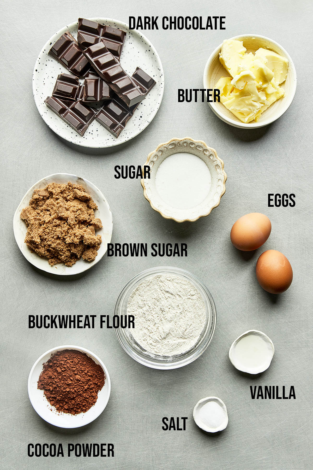 Ingredients to make gluten-free brownies.