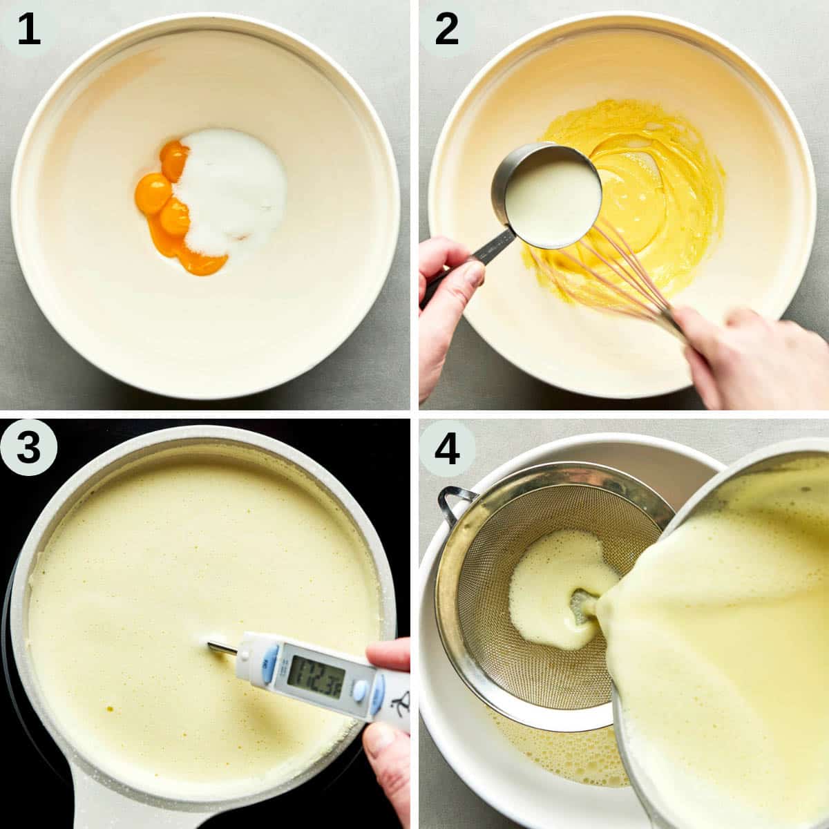 Process shots 1 to 4 to make pistachio ice cream.