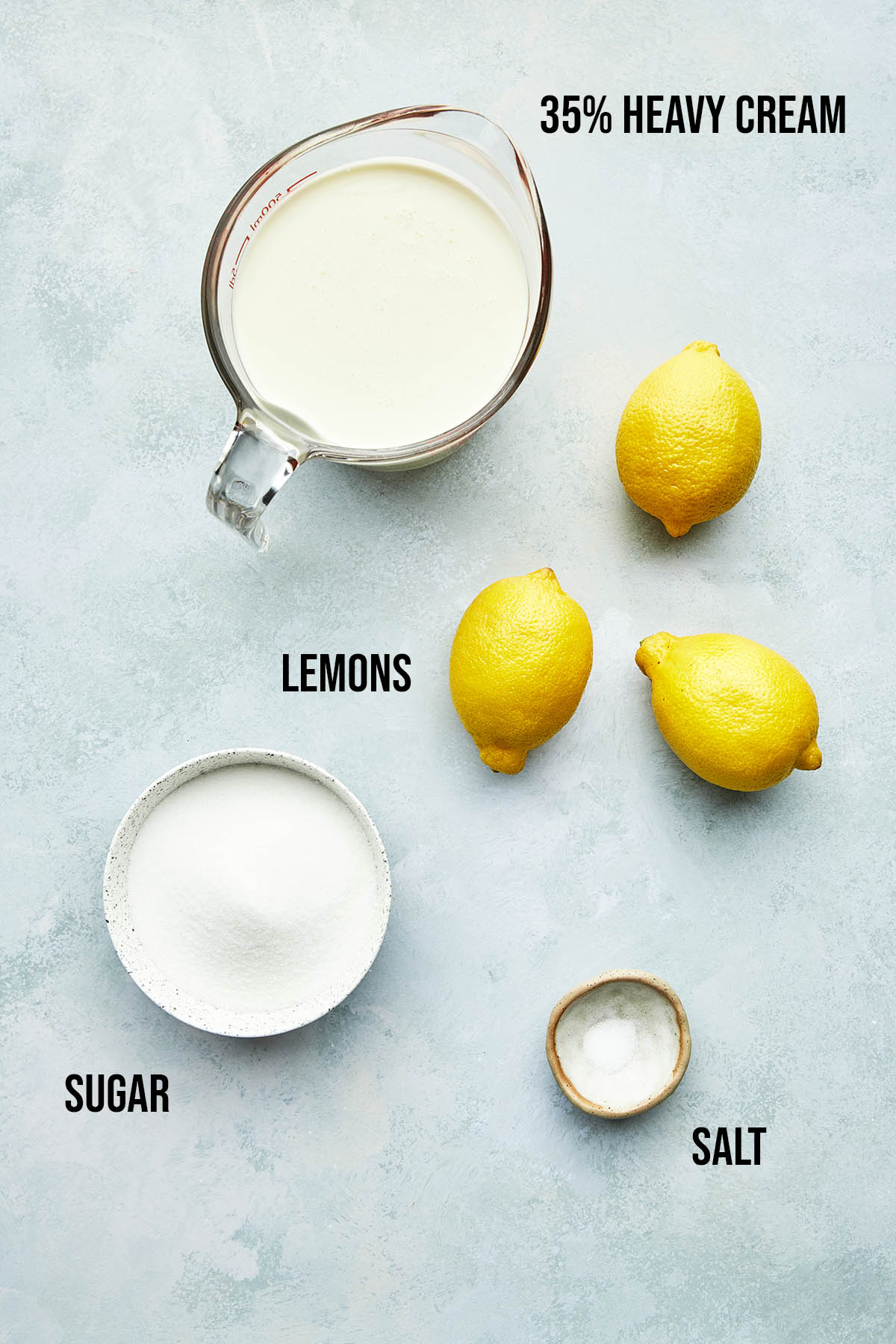Ingredients to make lemon posset.