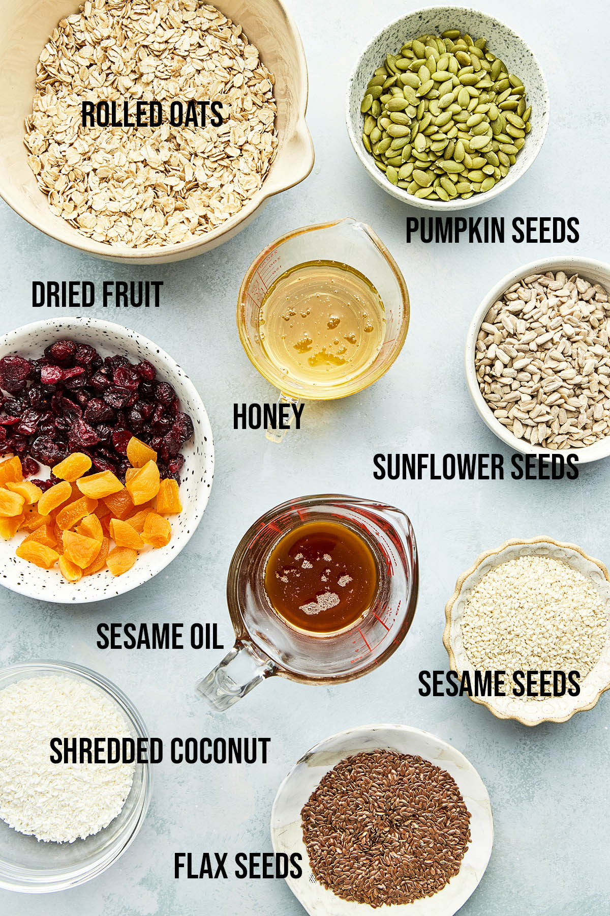 Ingredients to make nut free granola.