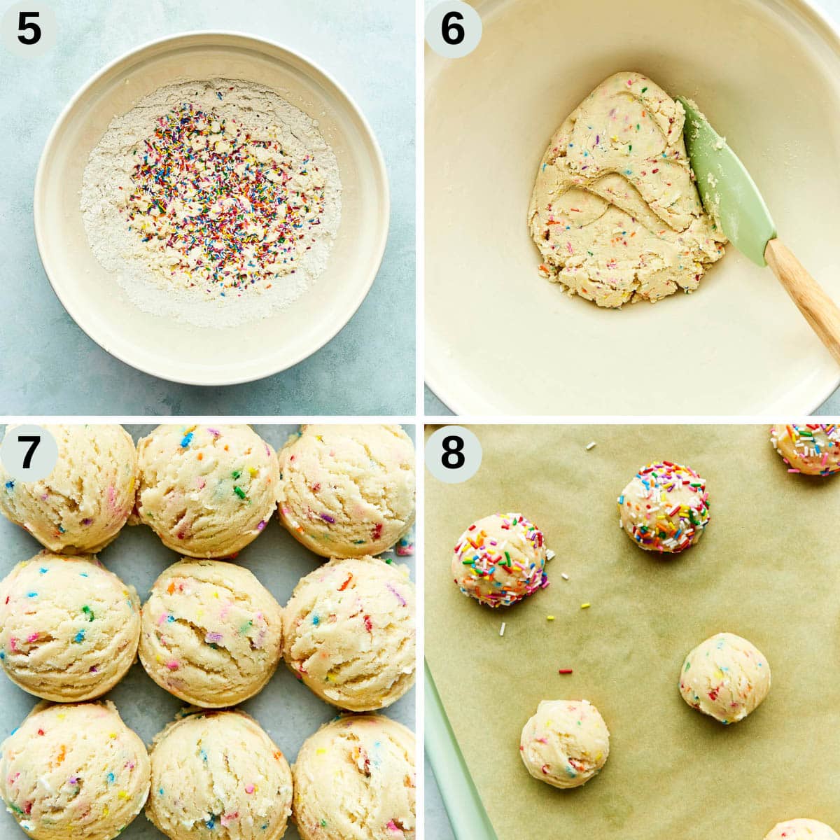 Process shots five through eight to make sugar cookies with sprinkles.