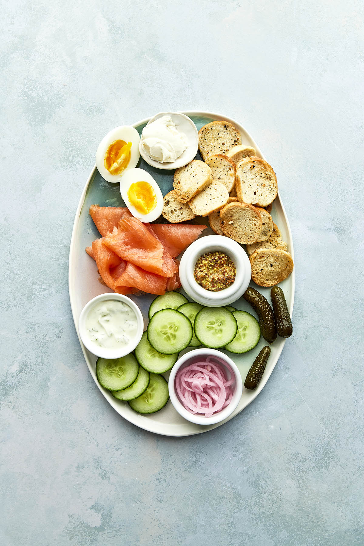 The fourth step of this smoked salmon platter recipe.