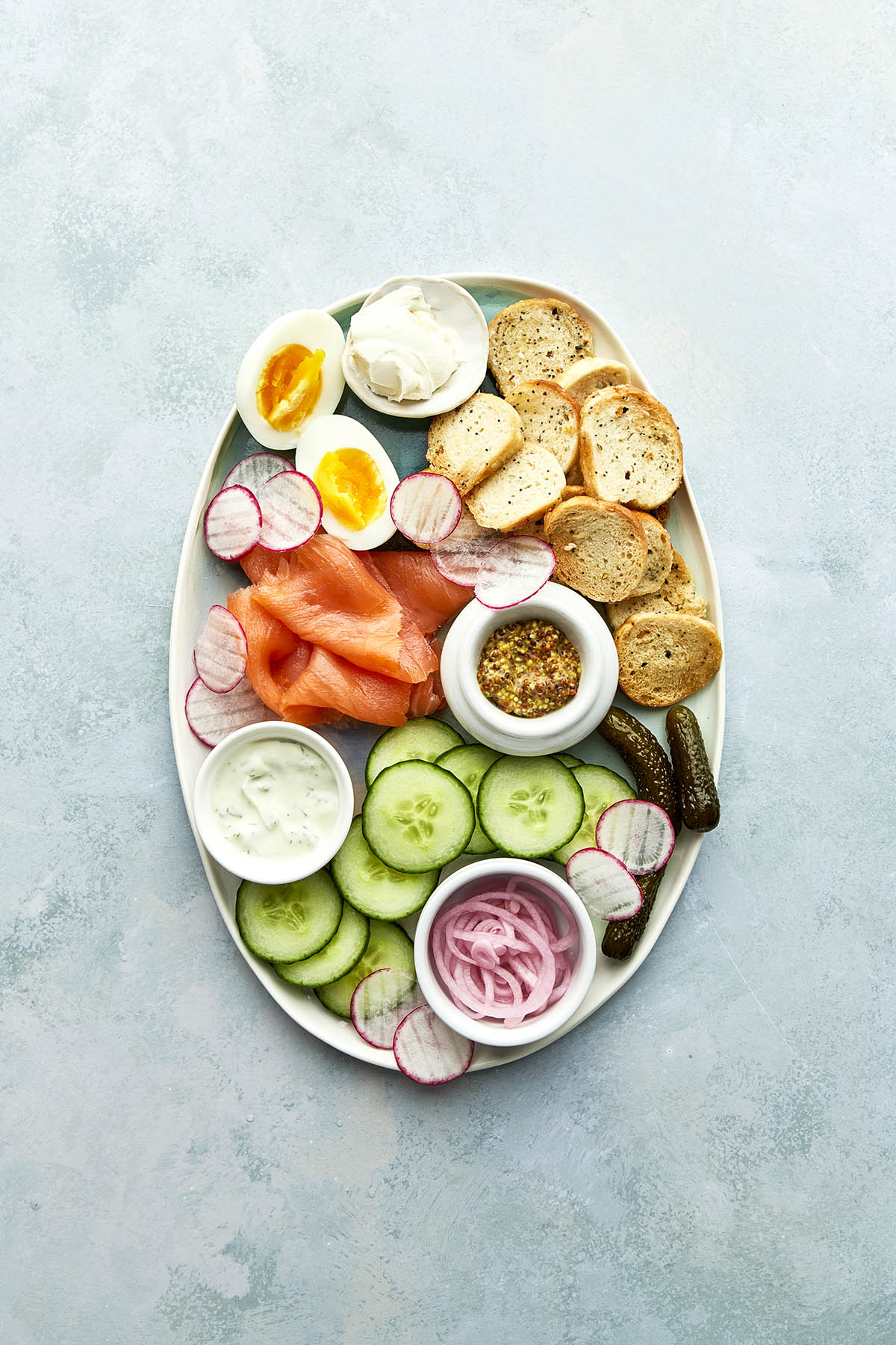 The fifth step of this smoked salmon platter recipe.