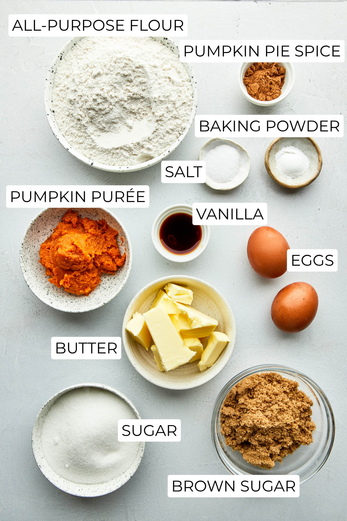 Ingredients to make pumpkin biscotti.