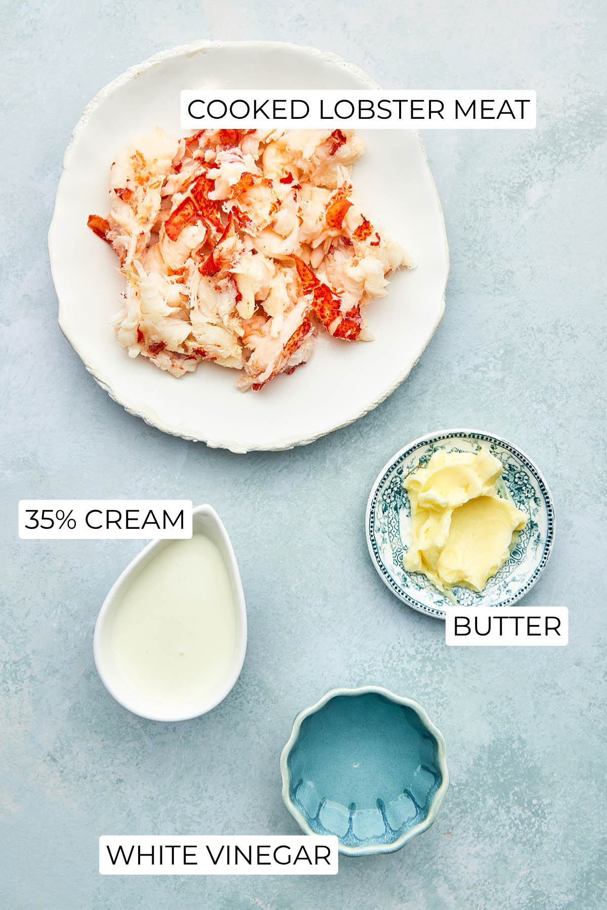 Ingredients to make creamed lobster.