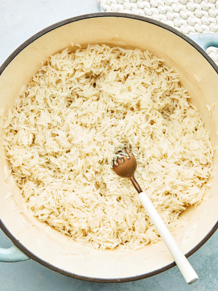 A pot of perfect basmati rice.