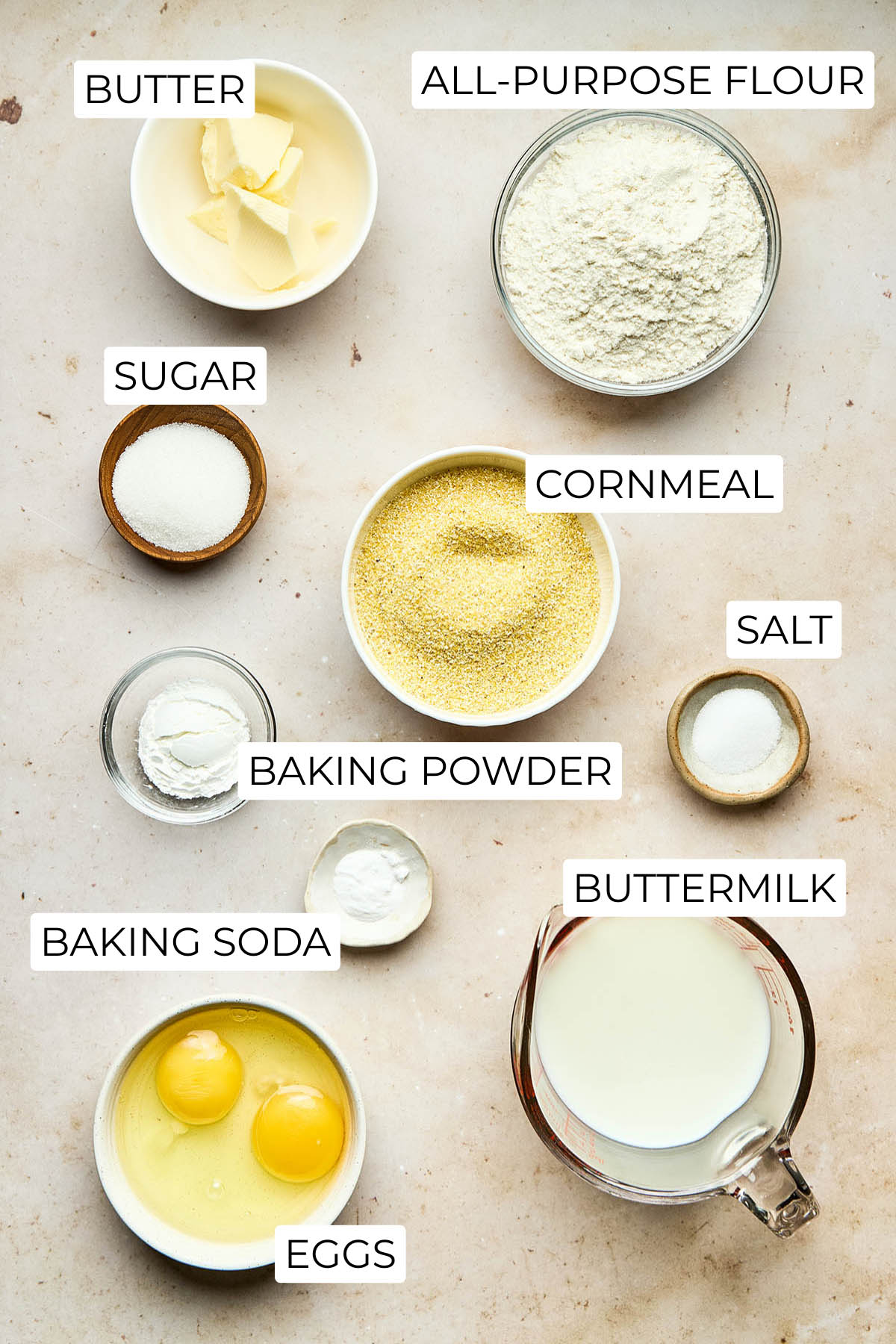 Ingredients to make Johnny cake.
