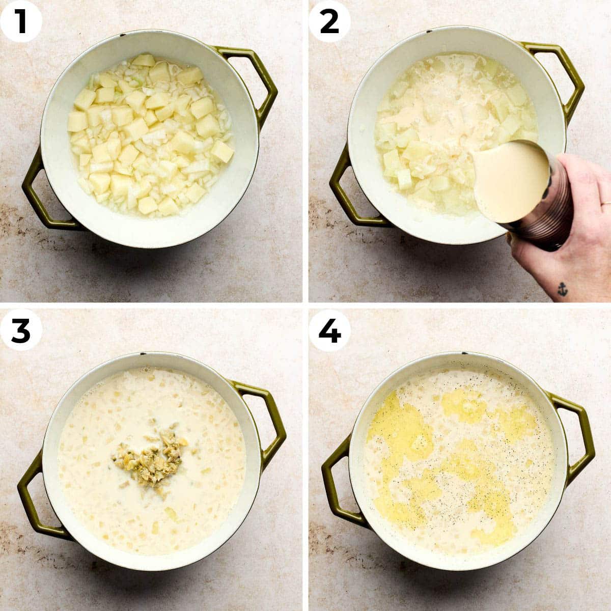 Process shots 1 through 4 to make this recipe.