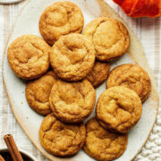 A platter of pumpkin snickerdoodles cookies.